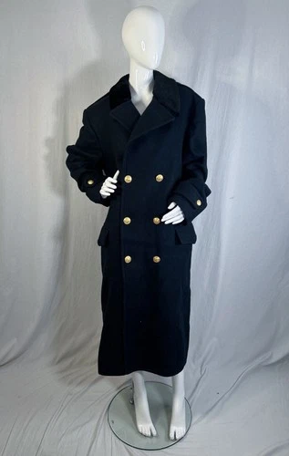 True VTG Zero King 60s Double Breasted Fur Lined Bridge Coat 46 XL Naval Officer image 3