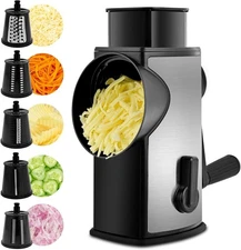 "SUSTEAS Rotary Cheese Grater with Handle Kitchen Mandoline Vegetable Slicer w..