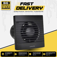 Airmaster 100mm 4 Inch Bathroom Extractor Timer Fan Matt Black Designer Grill