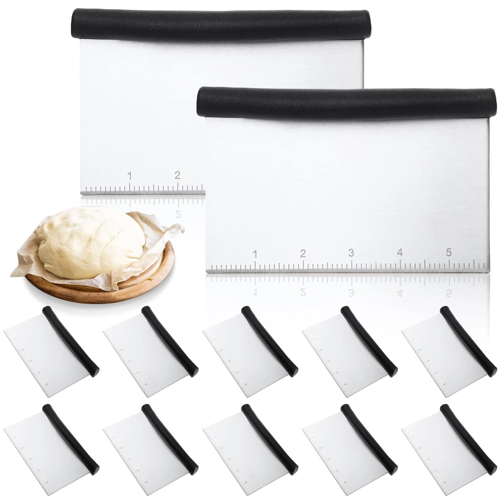 12 Pack Bench Scraper & Dough Cutter, 6.4 Inch Stainless Steel Pastry Tool wi...
Opens in a new wind