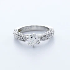 1.66ctw Lab-Created Diamond E/SI2 Round Cut 14K Gold 6-Prong Vintage Accent Ring