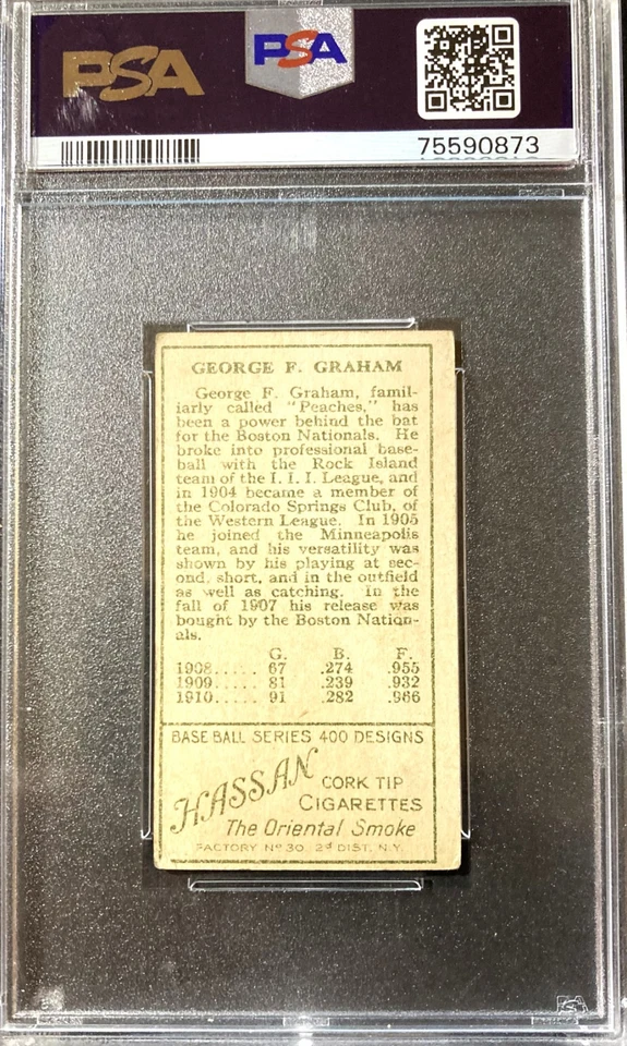1913 T205 GOLD BORDER   GEORGE F. GRAHAM ( Cubs ) PSA- Authentic   TOUGH CARD ! - Image 2 of 2