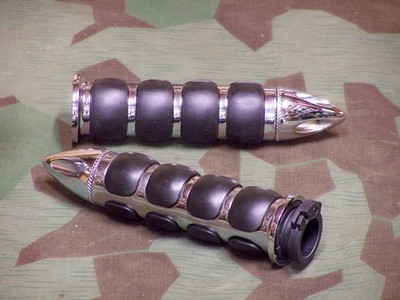 Chrome 1'' Billet Hand Grips  For Dual Cable Throttle.  Harley Chopper Bobber