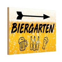 Holzschild 12X18 Cm Biergarten Rechts Bier Deko Geschenk Holz Schild
