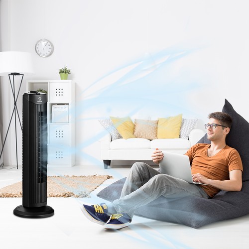 Fantask 35W 28" Oscillating Tower Fan 3 Wind Speed Quiet Bladeless Cooling Room - Picture 2 of 12
