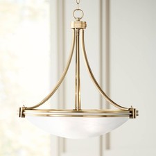 Warm Brass Bowl Pendant Chandelier 21 1/2" Wide Art Deco Glass 3-Light Fixture
