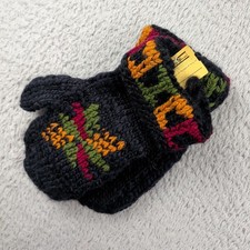 Vintage Eddie Bauer Mittens Youth One Size Gray Multicolor Knit Wool Deadstock