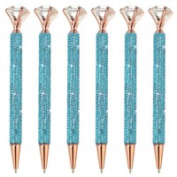 FüR Rhinestone Kugelschreiber, 6 Stk Kristall Diamant Dreh Metallstift, Hellblau
