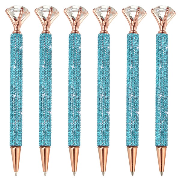 FüR Rhinestone Kugelschreiber, 6 Stk Kristall Diamant Dreh Metallstift, Hellblau-image