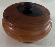 Vintage Hand Turned Wood Bowl Trinket Box With Lid Lidded Bowl Vintage Wood Jar