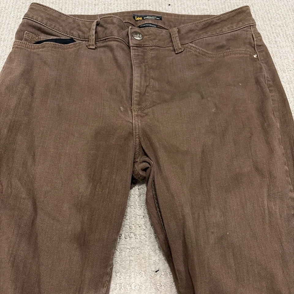 Lee Pants Womens 8 Brown Regular Fit Mid Rise Straight Leg Jeans Secretly Shapes - Image 4 of 4
