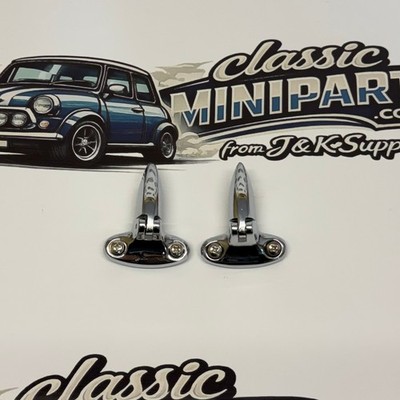 PAIR OF CLASSIC MINI CHROME BOOT HINGES AND FIXINGS - BH1