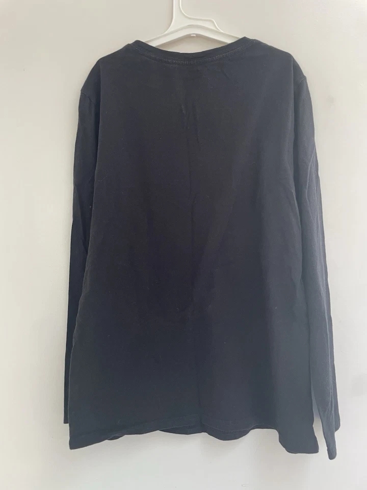 Faded Glory Boys Classic Solid Black 100% Cotton Crewneck Long Sleeve Shirt 8-10 - Image 3 of 3