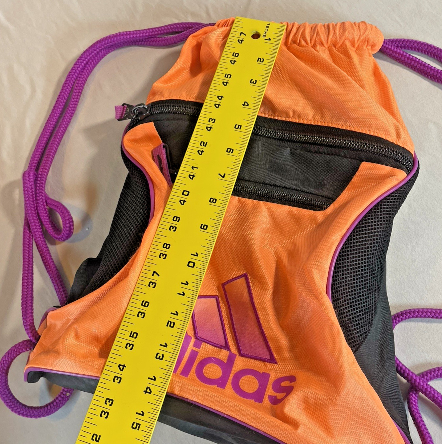 Adidas Drawstring Backpack Orange Black Purple St… - image 4