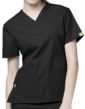 Wonderwink Scrub Top Women's Large Black 6016 Origins Bravo V-Neck