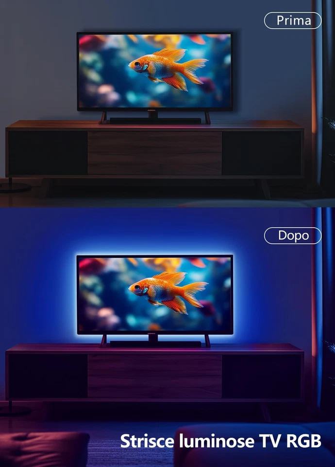 Striscia LED 3M USB per TV Con Telecomando E App Bluetooth, Illuminazione RGB pe - Immagine 2 di 4