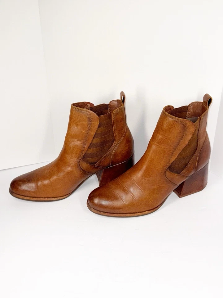 Botín de cuero marrón Kork Ease Albin tacón grueso Chelsea 8,5 Foto 3 de 4