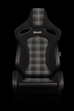 Braum Racing Orue S Series Sport Seats - Grey Plaid Fabric - Pair Braum Racing Orue S Series Sport Seats - Grey Plaid Fabric - Pair