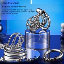 Men's Chastity Cage Stainless Steel PA Lock Escape-Proof CB Lock Sissy Cage SM 