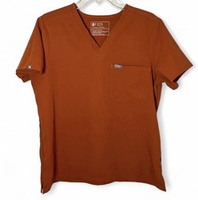 Figs Catarina Terracotta Burnt Orange Pocket Scrub Top Healthcare Size Large