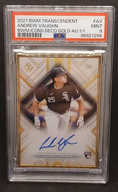 Andrew Vaughn 2021 Bowman Transcendent #AV 1/1 ICONS GOLD AUTO Rookie Card PSA 9