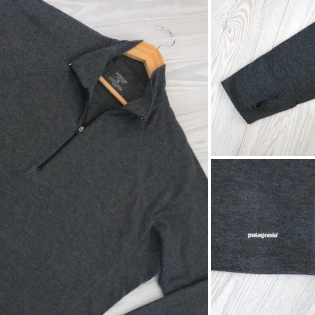Patagonia Capilene Base Layer Men's Vintage Gray 1/4 Zip Pullover 00s Y2K Size L