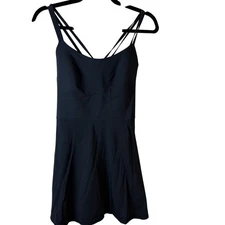 Aerie OFFLINE Black Fit and Flare Mini Dress Criss Cross Straps Size L Shorts