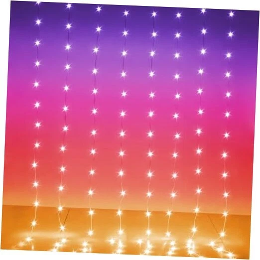 LED Curtain Lights, 6ft x 8ft 144 LED RGB Color Changing 144-LED 6ft x 8ft