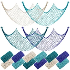 12 Pack Natural Fish Netting Decorative 80 x 40 Inch Fish Net Decorations for...