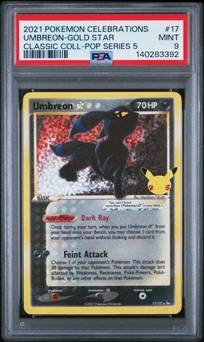 2021 POKEMON CELEBRATIONS CLASSIC COLL #17 UMBREON-GOLD STAR PSA 9