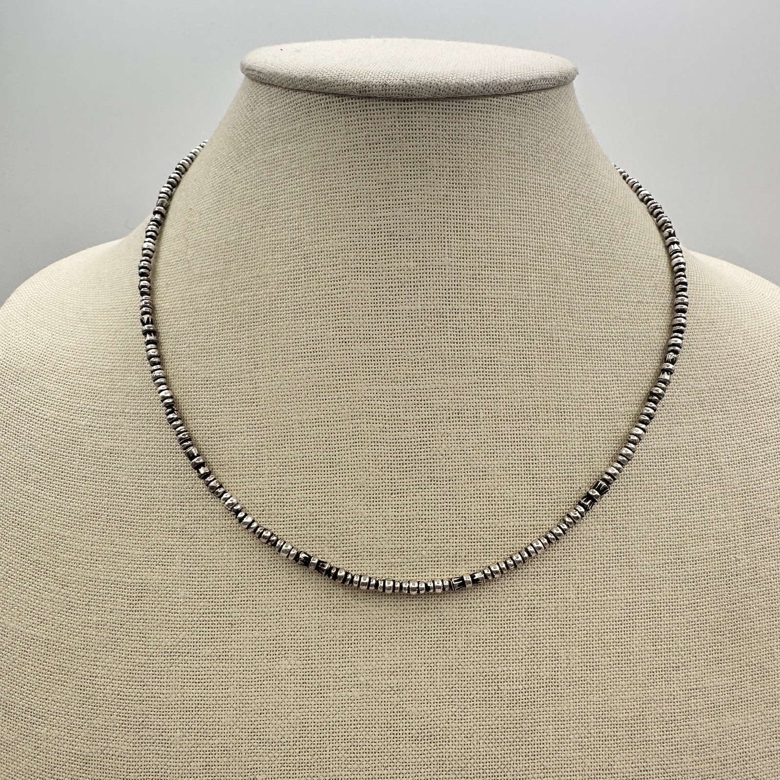 Vintage Y2K Silver Tone Beaded Choker Necklace Women's Classic Jewelry