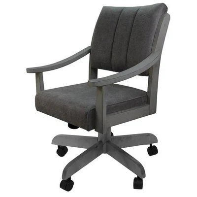 TOBIAS DESIGNS Casa Caster Solid Wood Dining Chair - Northwest Elk Charcoal - Grey