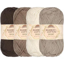 JubileeYarn Bamboo Cotton Sport Yarn - 50g/Skein - Shades of Brown - 4 Skeins