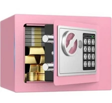 Electronic Digital Safe Box, 0.25 Cubic Feet Deadbolt Lock Box with Key Keypad 