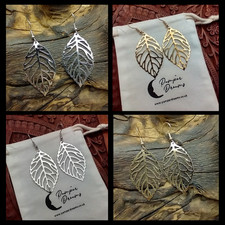 STYLISH FILIGREE LEAF DESIGN DROP EARRINGS – MODERN BOHO STYLE – FREE GIFT POUCH