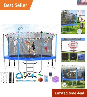 Upgraded 16FT 15FT 14FT 12FT 10FT 8FT Trampoline Outdoor with Basketball Hoop...