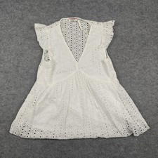 Andrée By Unit Dress Womens Small White Lace V Neck Flutter Swing Sundress Mini