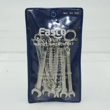 Easco 10 Piece SAE Midget Wrench Set Box End / Offset Open End Chrome #92310