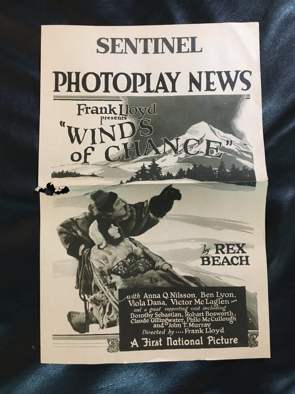 1925 First National Picture " Winds of Chance " Silent Movie Photo Newspaper