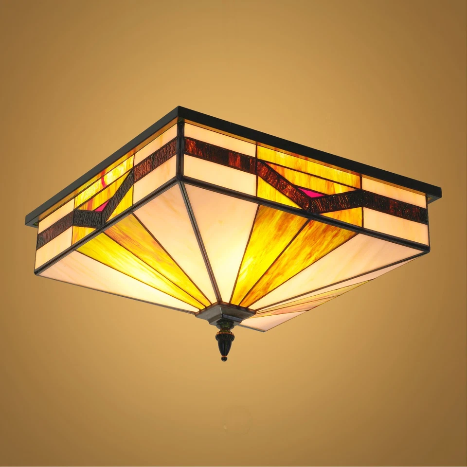 蒂芙尼彩色玻璃吊灯复古吸顶灯 — 第 3/4 张图片