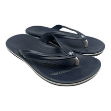 Crocs Crocband Flip Flops Mens Sz 11 Navy Blue Slip On Thong Sandals Pool 11033