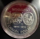 1974 Winnipeg 100th Anniversary Silver $1 Canada Dollar - World Silver Coin — photo 2