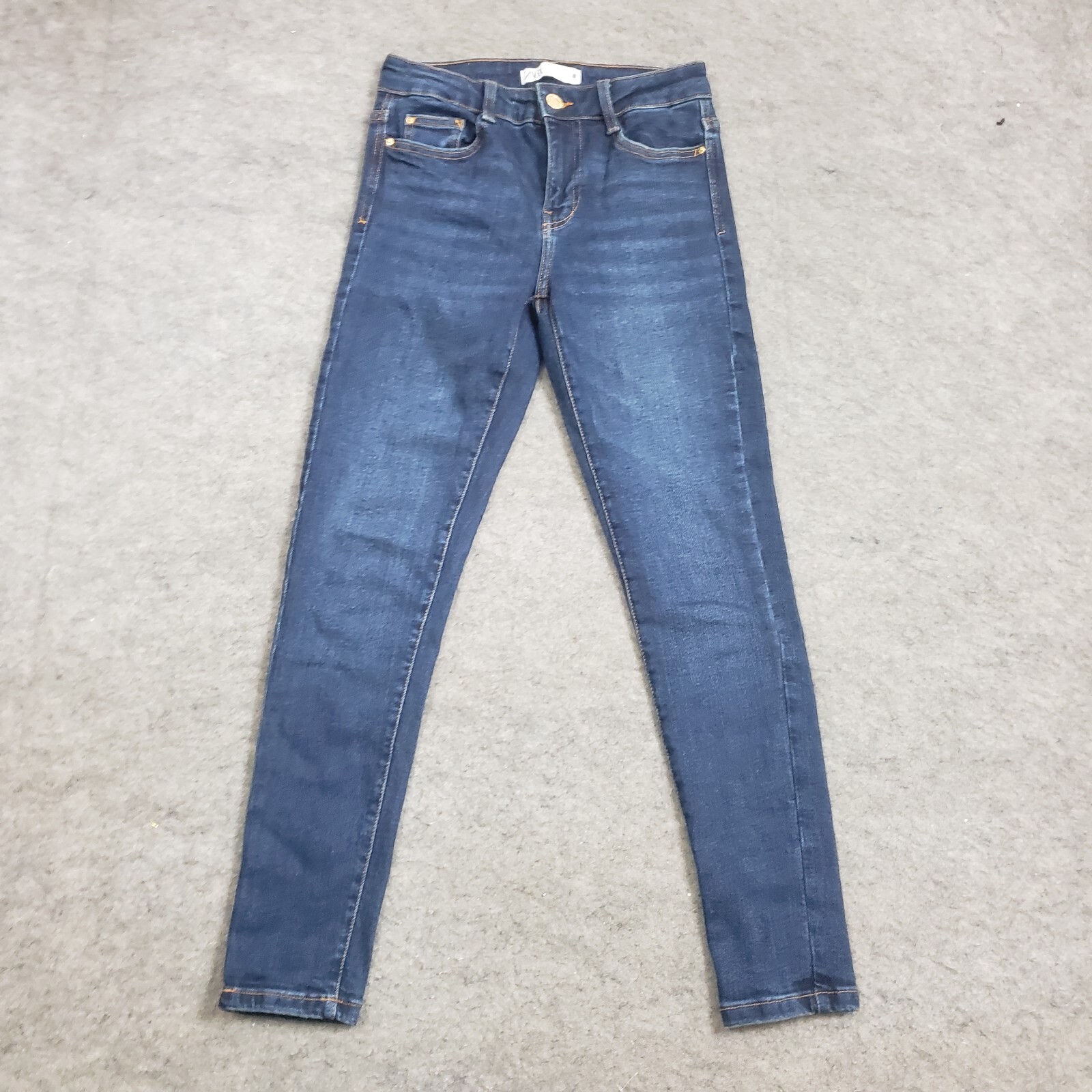 Zara Jeans Womens 2 Blue Skinny Mid Rise Dark Wash Denim Pants Casual Ladies