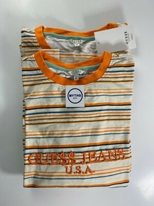 Guess x ASAP A$AP Rocky Striped Long Sleeve Tee Orange Multi Gue$$ Jeans XL | eBay