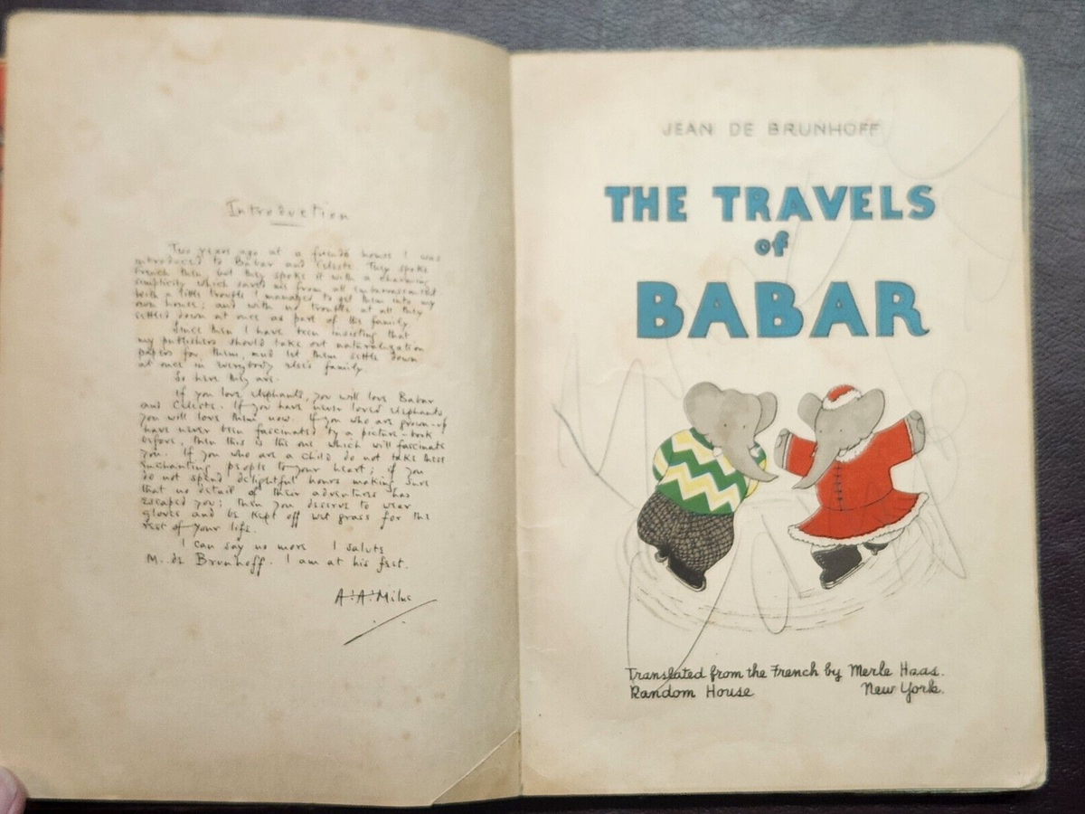 THE TRAVELS OF BABAR ~ Jean De Brunhoff 1934 hc FIRST EDITION 1st