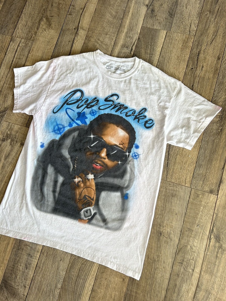 Pop Smoke Tシャツ 白 Mサイズ 海外限定 Pop Smoke White Airbrush Graffiti T Shirt White Mens Size
