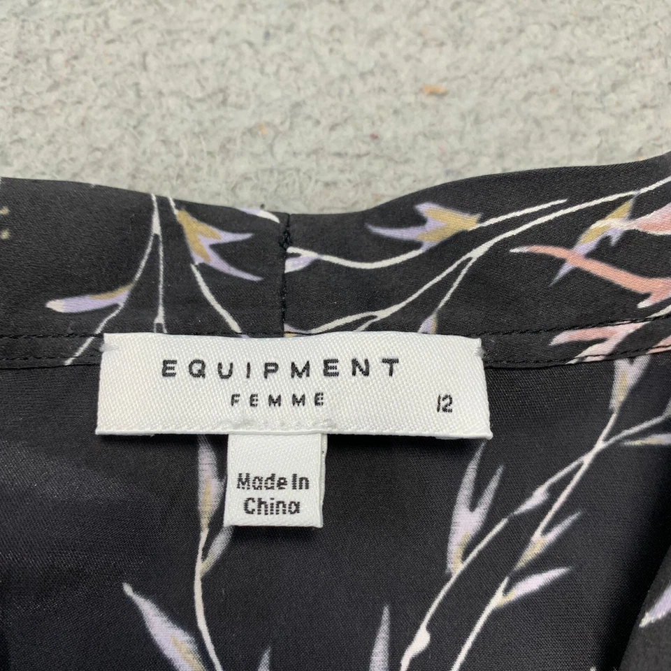 Vestido EQUIPMENT FEMME Mujer Talla 12 Floral Midi Negro Foto 3 de 4