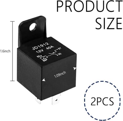 HISports 10 relè da 12 V, 40 A, 5 pin, JD2912-1Z-12 VDC, SPST per auto, camion, barca, furgone, moto, interruttori e antipasti, relè alternato, relè di commutazione