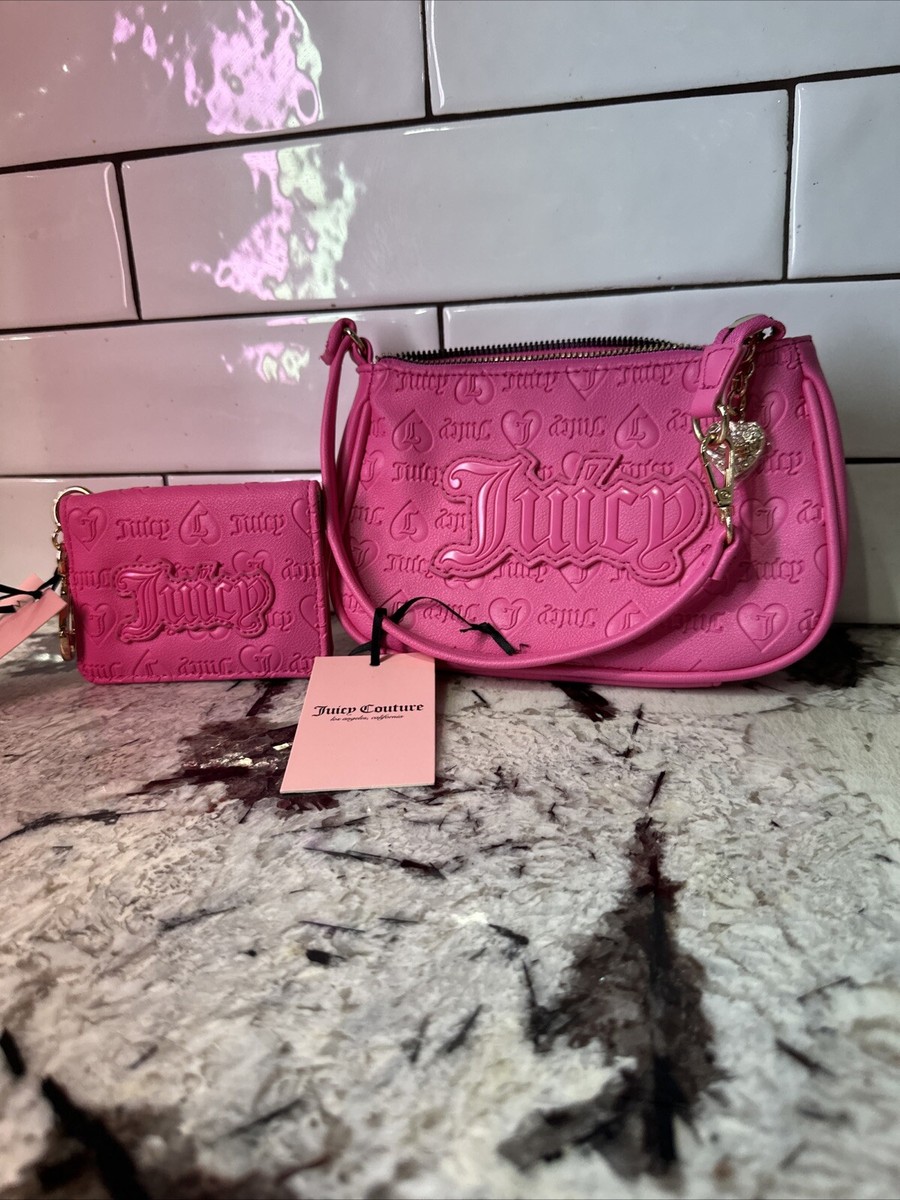 NWT Juicy Couture Upgrade U Juicy Hot Pink Faux Leather Shoulder
