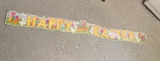 Vintage Amscan Happy Easter Decoration Sign, Folding. Easter Eggs And Bunnies